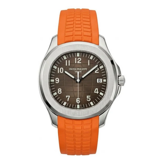 Aquanaut Steel – Orange Dial Rubber Strap